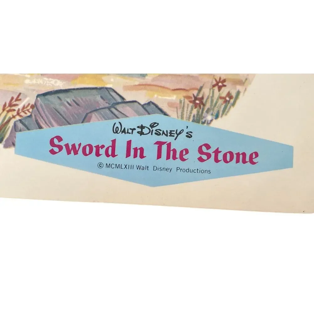 Vintage 1960s Walt Disney Laminated Placemats Tinker Bell Sword Stone Set 6